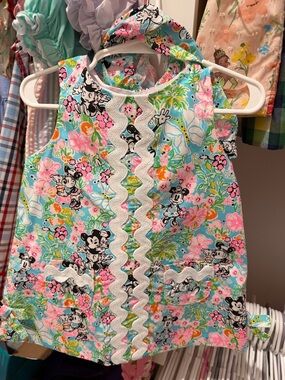 Lilly Pulitzer Girls Floral Dress - Aqua Pink Green